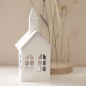 Preview: Metallhaus/ Lichthaus  Kirche weiß shabby klein