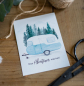 Preview: Postkarte Aquarell mit Wohnwagen / Camper "Das Abenteuer wartet" von Frollein Lücke