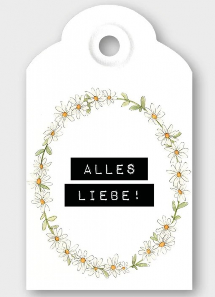 Geschenkanhänger "Alles Liebe" mit Gänseblümchen von Frollein Lücke