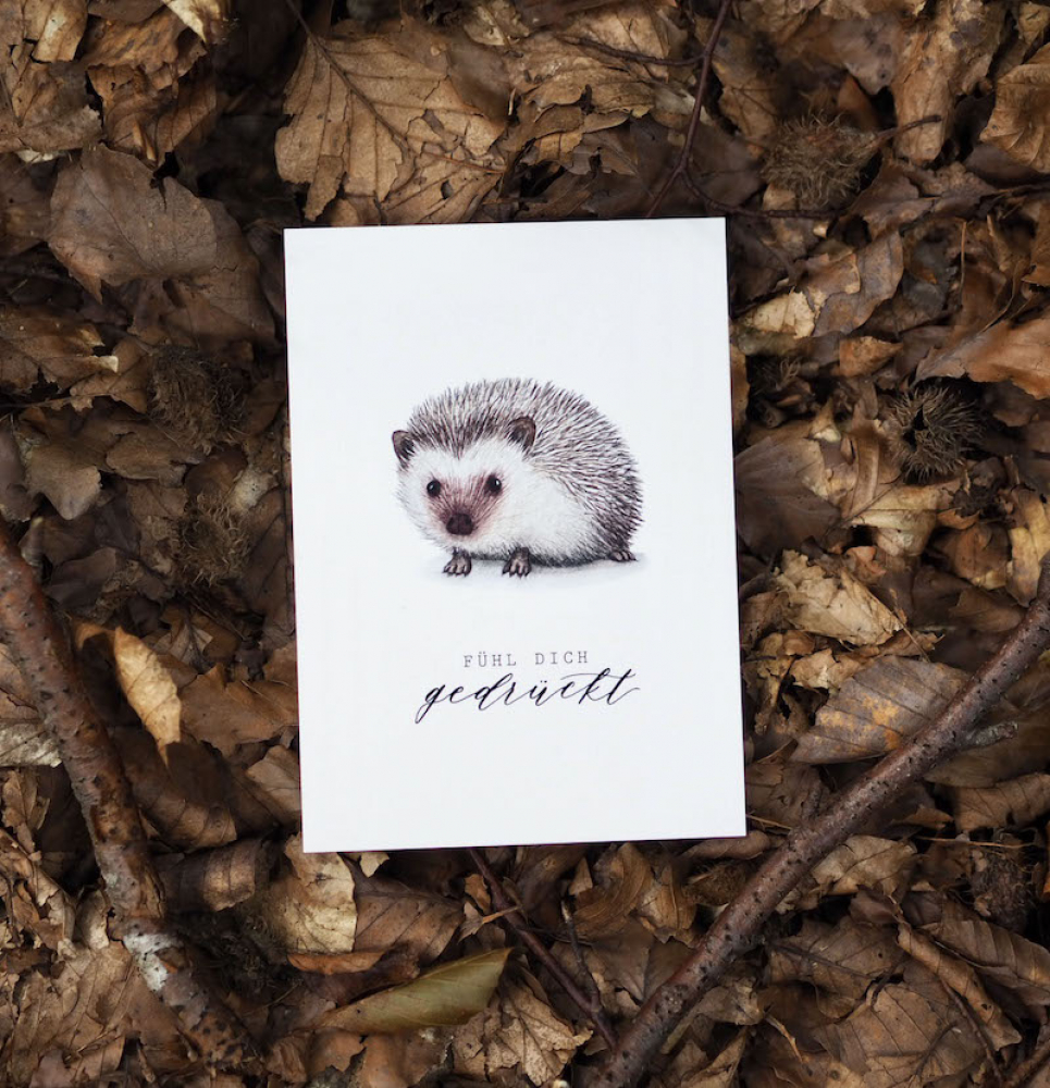 Postkarte Aquarell mit Igel