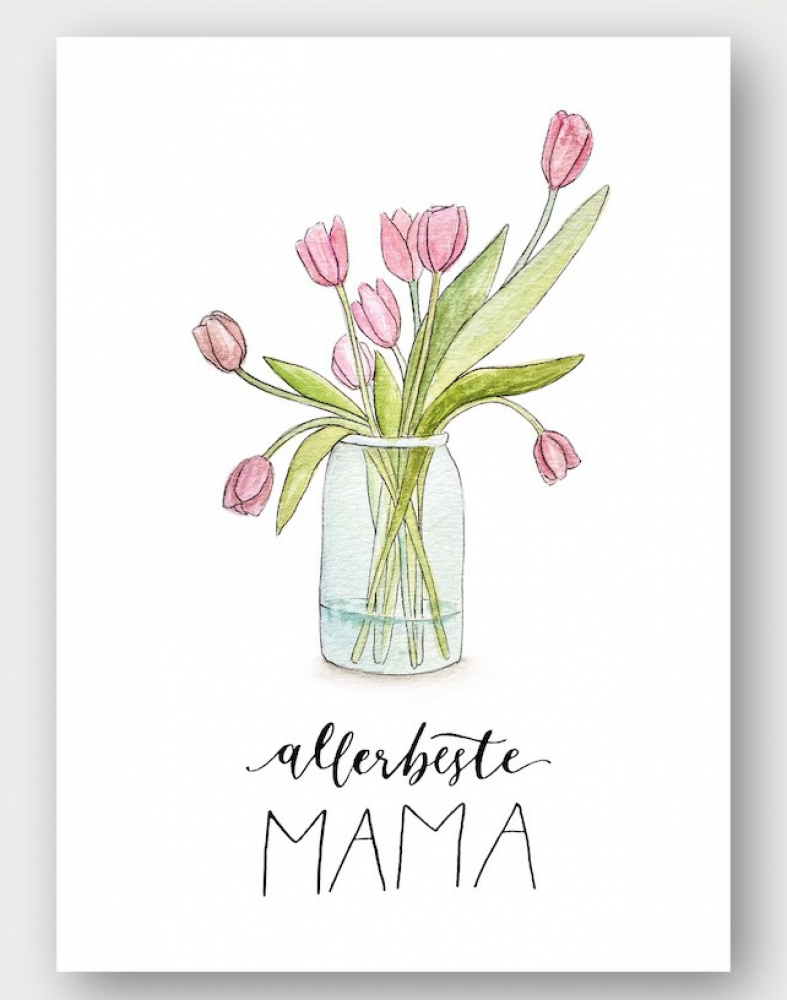 Postkarte Aquarell zum Muttertag " allerbeste Mama"