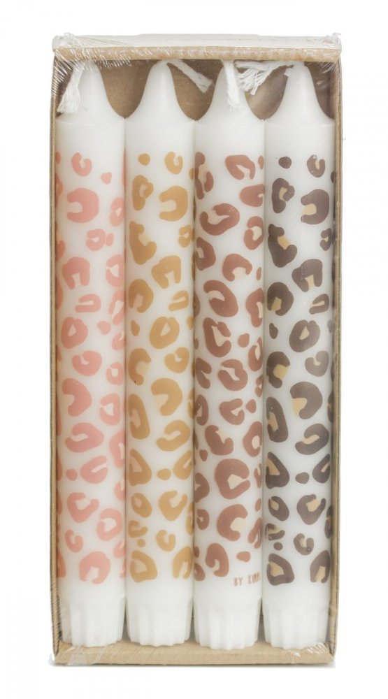 Stabkerze Leopard pastell 4er Set