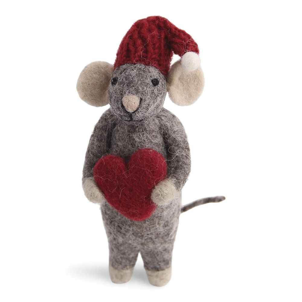 Filzmaus mit Herz by Gry and Sif. Weihnachtsmaus aus Filz made fairtrade in Nepal