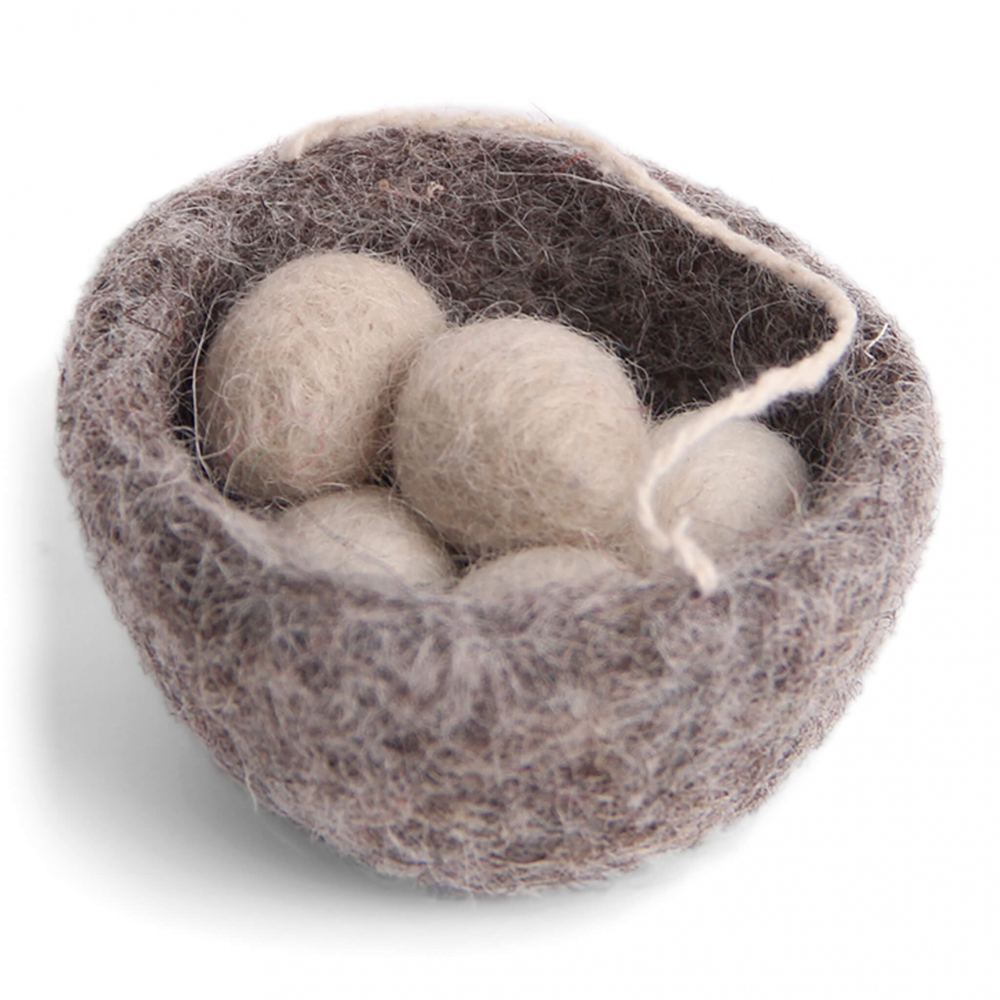 Osternest aus Filz - Eier im Nest in creme/natur hier online bestellen