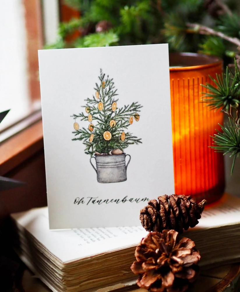 Postkarte Aquarell Tannenbaum