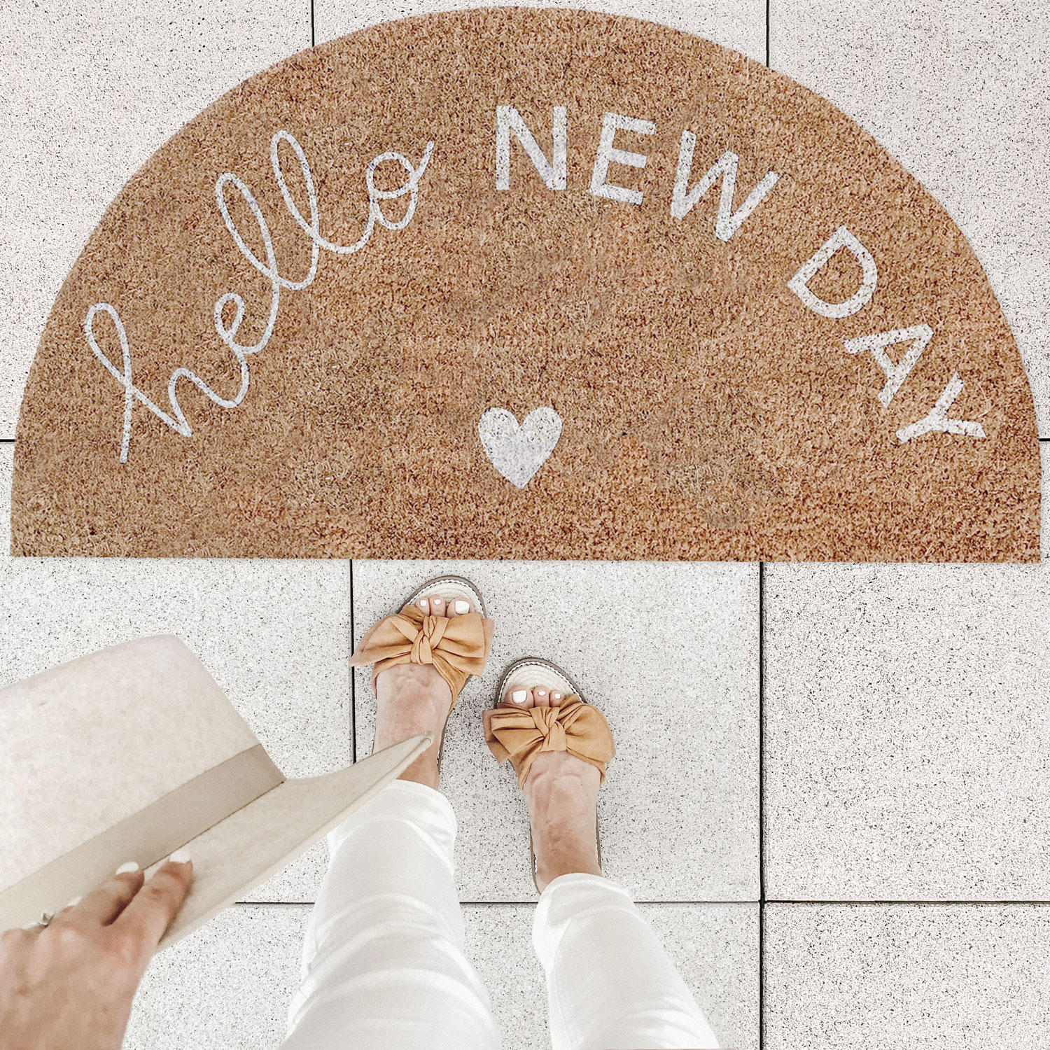 Fußmatte halbrund New Hello Day von Kokos Eulenschnitt