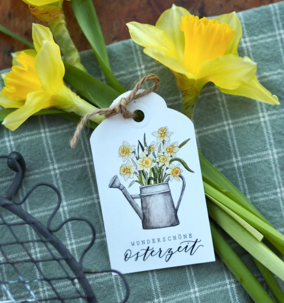 Deko Anhänger Ostern mit Osterglocken und Gießkanne – Perfekt für Geschenke & Deko - jetzt hier shoppen