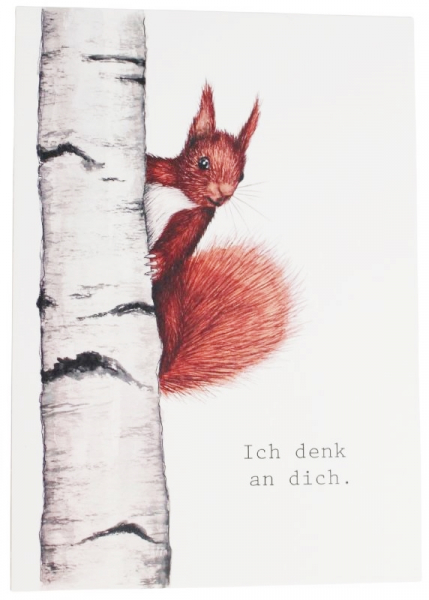 Postkarte Aquarell mit Eichhörnchen