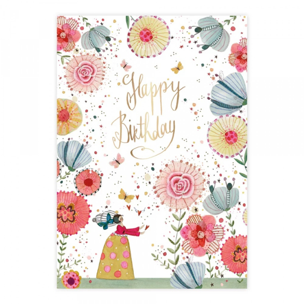 Postkarte Geburtstagskarte Flower Power "Happy Birthday" von Grätz Verlag 