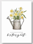 Frohe Ostern Karte mit liebevollem Weidenkranz-Motiv in Aquarelloptik bestellen