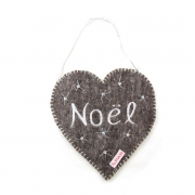 Wandhänger / Türschild Herz grau "Noel"